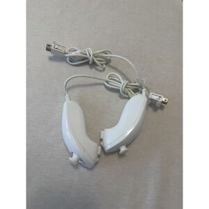 Nintendo Wii Nunchuk Controllers OEM White Lot of 2 RVL-004 Untested